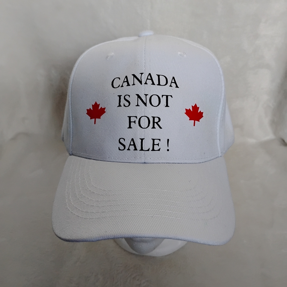 White Baseball Cap with Canada Print